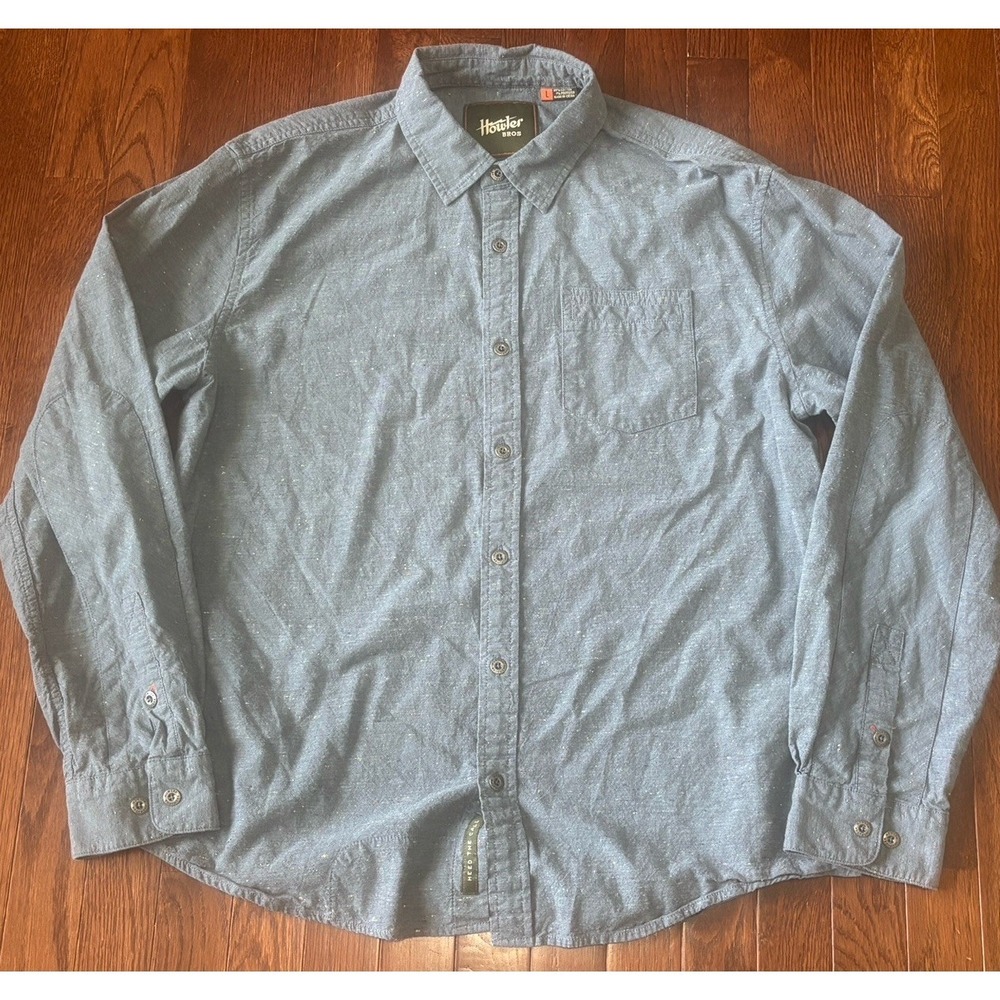 Howler Bros Mens Large L Long Sleeve Button Down Shirt Blue Cotton Blend Casual